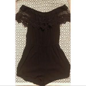 Ambiance Pants - Off the shoulder romper - Black Ambiance Pants - Off the shoulder romper - Black
